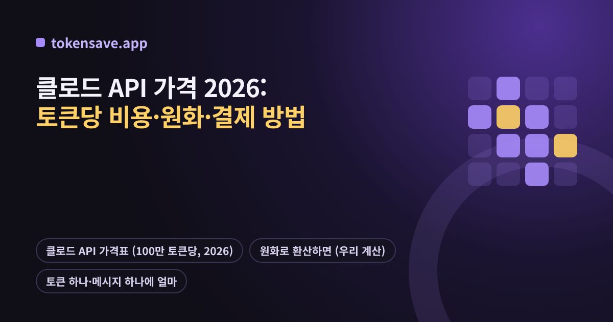 클로드 API 가격 2026: 토큰당 비용·원화·결제 방법