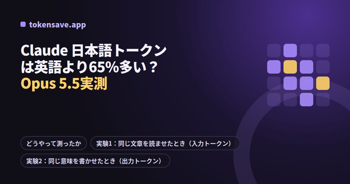 Claude 日本語トークンは英語より65%多い?Opus 5.5実測